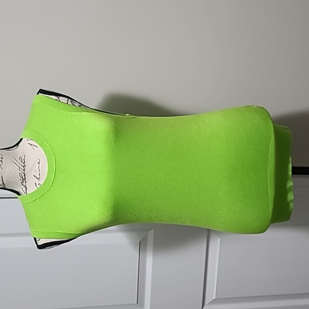 Zara Stretch Viscose Blend Lightweight Sleeveless Shirt Top Neon Green Lime S